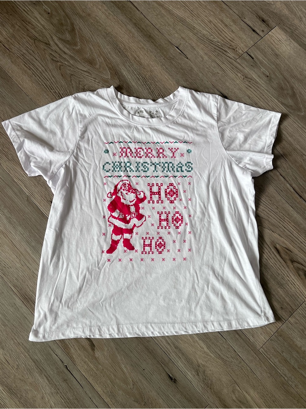 Holiday 'Merry Christmas' Santa Graphic White T-Shirt